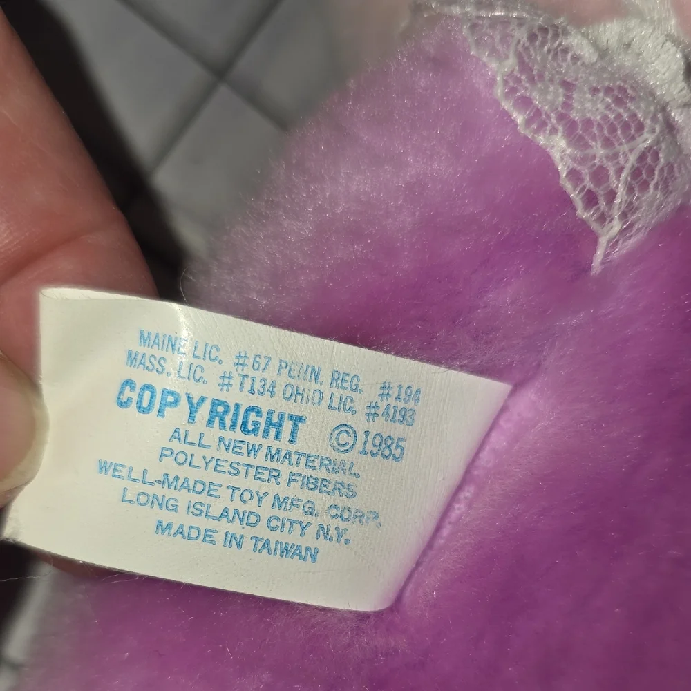 Pink and Purple Bunny Rabbit‎ Plush Stocking, Vintage 1985